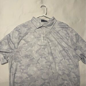 G/FORE Light Gray Camo/Skull Patterned Polo Shirt